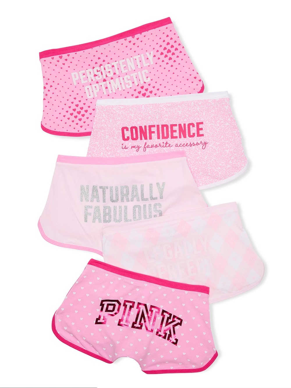 PINK Victoria's Secret Girls' Pink Graphic Shorty Panty 5-Pack